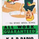 Matchbook Cover K & R Radio & Television Harrisburg Pennsylvania Teach