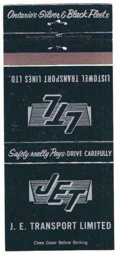 Matchbook Cover JET & Listowel Transport Lines Ontario