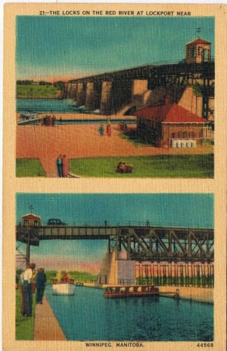 Postcard Locks Red River Lockport Near Winnipeg Manitoba