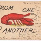 Comic Postcard Lobster From One To Another 1905
