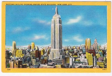 New York Postcard NYC Midtown Skyline Empire State Building