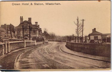 Postcard Crown Hotel & Station Westerham United Kingdom