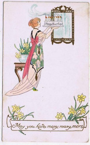Birthday Postcard Woman Birthday Cake Mirror