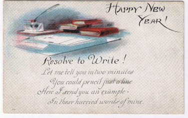 Holiday Postcard Happy New Year Resolve To Write Books