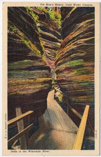 Postcard Fat Man's Misery Cold Water Canyon Dells Wisconsin River