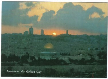 Israel Postcard Jerusalem Golden City From Mount of Olives Sunset