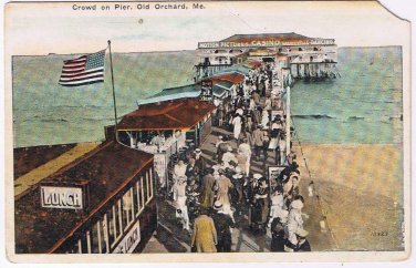 Maine Postcard Old Orchard Crowd On Pier Abrams
