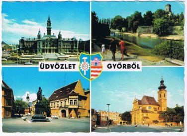 Hungary Postcard Gyor Multi View Udvozlet Gyorbol Greetings