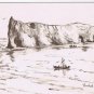 Quebec Postcard Perce Rock Line Drawing Rachel Marion
