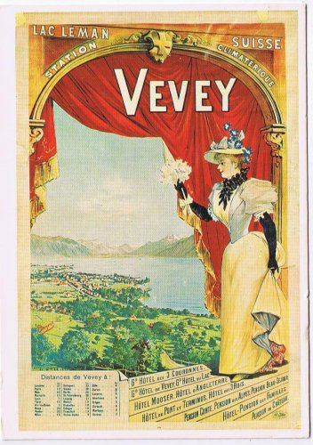 Advertising Postcard Vevey Station Dreyma Hotels de Vevey