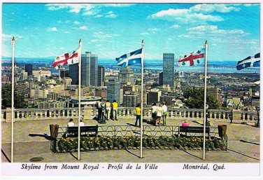 Quebec Postcard Montreal Skyline View From Mount Royal Place de la Ville