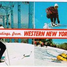 New York Postcard Western New York Skiing Ski Mobile Multi View