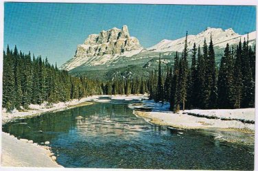 Alberta Postcard Mt Eisenhower & Bow River Canadian Rockies