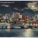 Florida Postcard Tampa Skyline By Moonlight