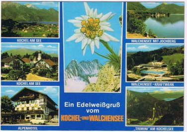 Germany Postcard Edelweiss Kochel und Walchensee Multi View