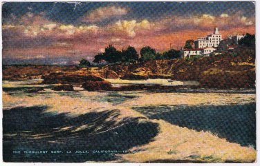 Postcard Turbulent Surf La Jolla California