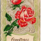Flower Postcard Embossed Roses Greetings 1908