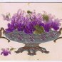 Flower Postcard Embossed African Violets In Footed Bowl