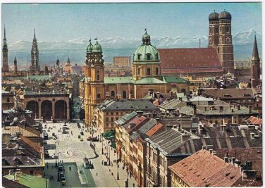 Germany Postcard Munchen Munich City & Mountains From Ludwig Church