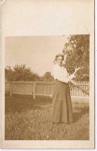 People Postcard RPPC Lady In Garden
