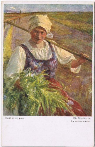 Art Postcard Emil Czech Die Schnitterin The Reaper