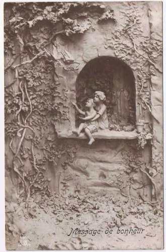 Bulgaria Postcard Message de Bonheur Children Vines 1913