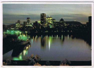 Quebec Postcard Montreal At Night From Harbour