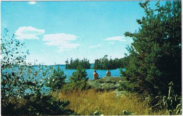 Ontario Postcard People By Lake Trees
