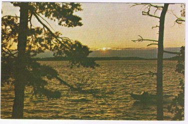 Ontario Postcard Boat On Lake Sunset Trees