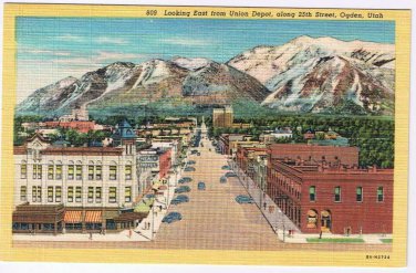 Utah Postcard Ogden 25th Street Looking East From Union Depot