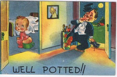 Comic Postcard Well Potted Baby & Drunk
