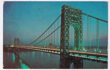 New York Postcard NYC George Washington Bridge Across Hudson River