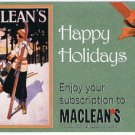 MacLeans Magazine Postcard Happy Holidays Gift Subscription