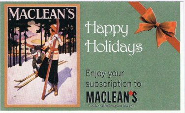 MacLeans Magazine Postcard Happy Holidays Gift Subscription