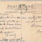 Holiday Postcard Easter Greetings House Cherry Blossoms Woodgrain Tree Birds