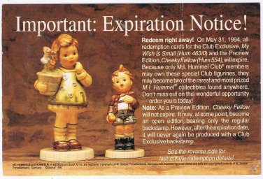 Advertising Postcard Hummel Expiration Notice