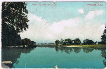Massachusetts Postcard Westfield Scene On Westfield River 1911 Polychrome