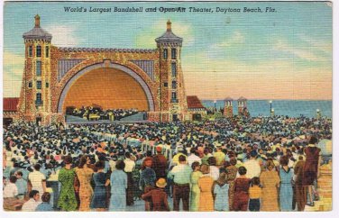 Florida Postcard Daytona Beach World's Largest Bandshell & Open Air Theater