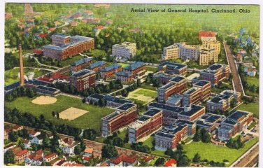 Ohio Postcard Cincinnati Aerial View Of General Hospital