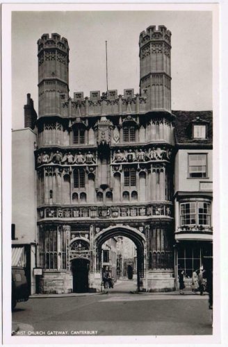 United Kingdom UK Postcard RPPC Canterbury Christ Church Gateway