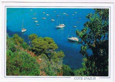France Postcard Cote D'Azur Calanque en Mediterranee Sailboats