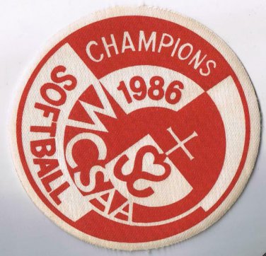 Vintage Sports Patch Canada Manitoba Catholic School Softball Champions 1986