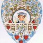 Die Cut Valentine Card Embossed Blue Red Hearts Daisies Boy Beautiful Verse