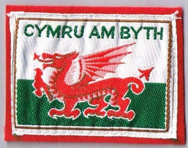 Cymru Am Byth Wales Town Patch Woven Felt Backing