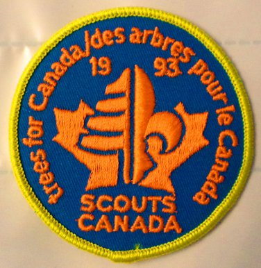 Scouts Canada Patch Trees For Canada 1993 Flourescent Orange