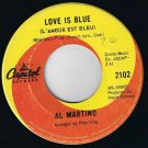 Al Martino Love Is Blue 45 rpm Carryin The World On My Shoulders Canadian Pres