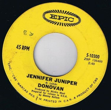 Donovan Jennifer Juniper 45 rpm Poor Cow Canadian Pressing