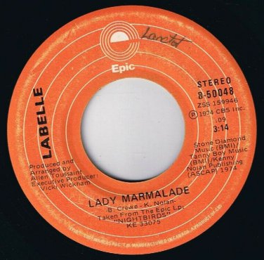 Labelle Lady Marmalade 45 rpm Space Children Canadian Pressing