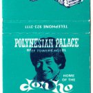 Hawaii Matchbook Cover Don Ho Show Polynesian Palace Reef Towers Hotel