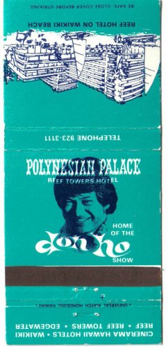 Hawaii Matchbook Cover Don Ho Show Polynesian Palace Reef Towers Hotel